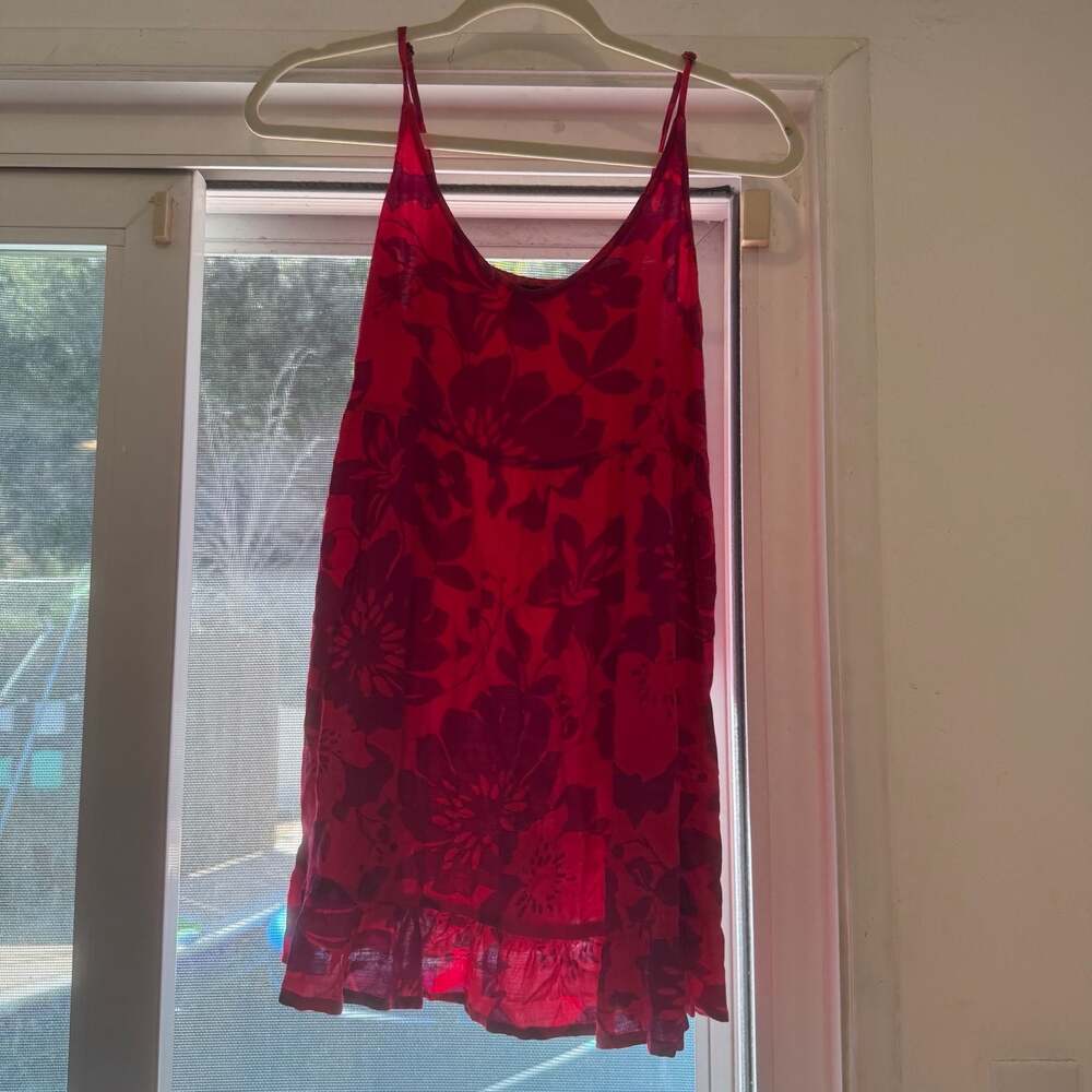 Hurley Pink Floral Print Sleeveless Ruffle Hem Dress